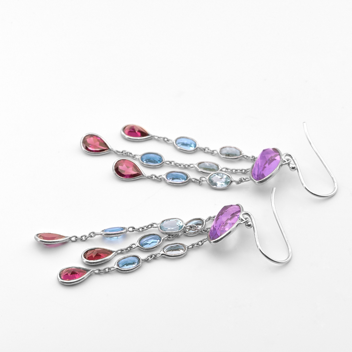 Boucles d'oreilles amethyste, topaze argent Celesta